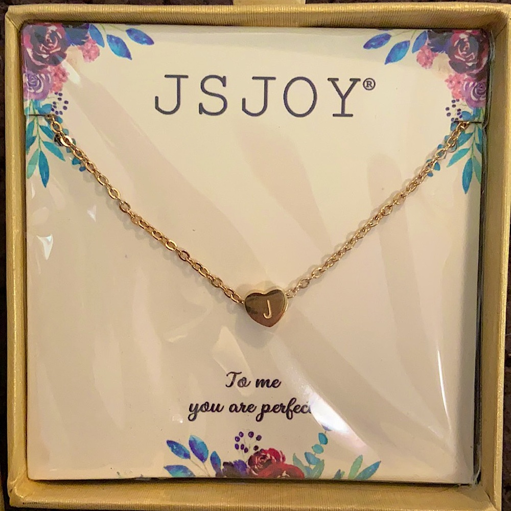 Dainty J initial heart necklace